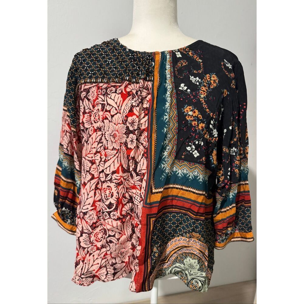 Bhanuni by Jyoti patch work 3/4 sleeve Blouse XS